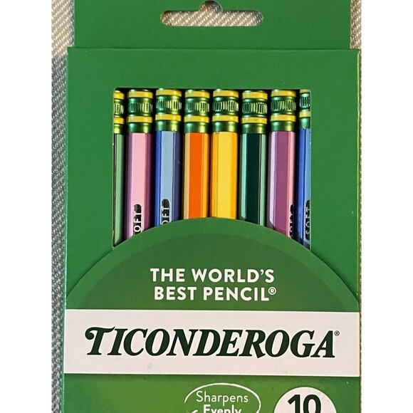 Ticonderoga Striped Wood Pencils, #2 Soft Lead, Pre-sharpened, Pack Of 10 - Picture 3 of 10